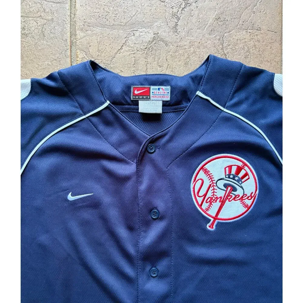 Nike Team MLB New York Yankees Youth Baseball Jersey Button Front Size L 16/18